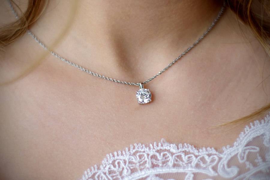 diamond necklace on person